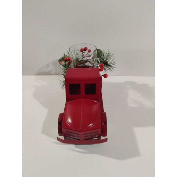 Holiday Time Christmas Farm Truck Hurricane Candle Holder, Red New - Picture 12 of 16